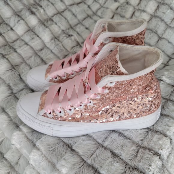 Pink Sequined Converse - Picture 1 of 6